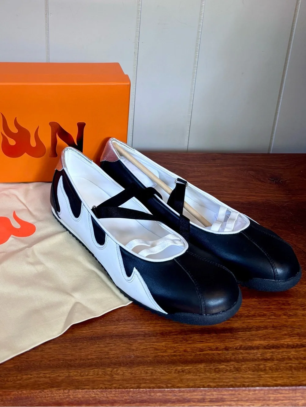New in Box Black & White Slip-On Ballet Sneakers - Sneakerina